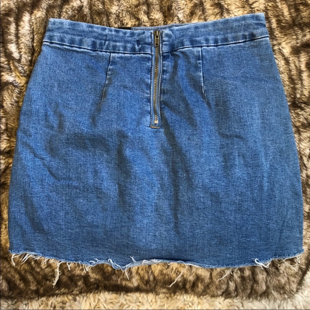 Forever 21 Jean Skirt with Frayed Hem